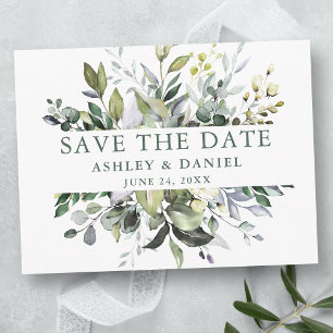Waterverf Greenery Save the Date Sage Green Briefkaart