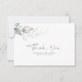 Waterverf Greenery Silver Leaves Dank u Bedankkaart (Voorkant)
