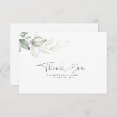 Waterverf Greenery Silver Leaves Dank u Bedankkaart (Voorkant / Achterkant)