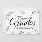 Waterverf Greenery Spaans Open Closed Sign (Achterkant)