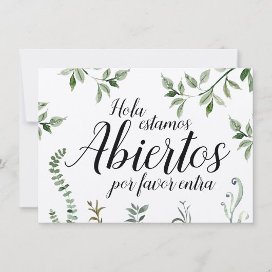 Waterverf Greenery Spaans Open Closed Sign (Voorkant)