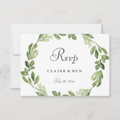 Waterverf Greenery Spring Wedding Invite RSVP (Voorkant)