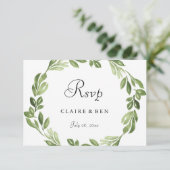 Waterverf Greenery Spring Wedding Invite RSVP (Staand voorkant)