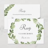 Waterverf Greenery Spring Wedding Invite RSVP Kaartje (Voorkant / Achterkant)