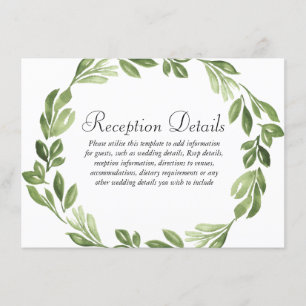 Waterverf Greenery Spring Wedding Reception Informatiekaartje