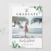 Waterverf Greenery Summer Graduy Party Foto Kaart (Voorkant)