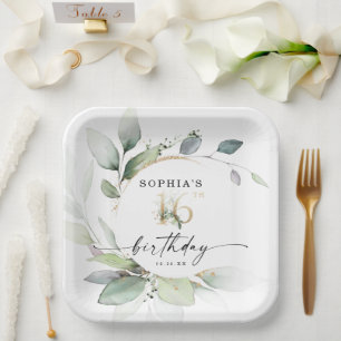 Waterverf Greenery Sweet 16th Birthday Papieren Bordje