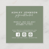 Waterverf Greenery Typografie White & Green Vierkante Visitekaartje (Achterkant)