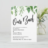 Waterverf Greenery uitgesteld bruiloft onze slecht Kaart (Staand voorkant)