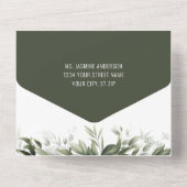 Waterverf Greenery verlaat bruiloft All In One Uitnodiging (Achterkant)