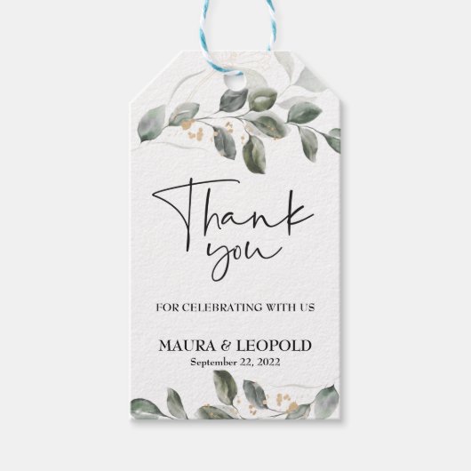 Waterverf Greenery Wedding Cadeaulabel (Voorkant)