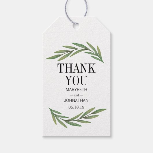 Waterverf Greenery Wedding Dank je cadeau Labels Cadeaulabel (Voorkant)