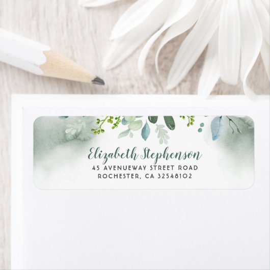 Waterverf Greenery Wedding Etiket (Insitu)