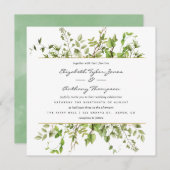 Waterverf Greenery Wedding Invitation Kaart (Voorkant / Achterkant)