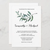 Waterverf Greenery Wedding Invitation Kaart (Voorkant / Achterkant)