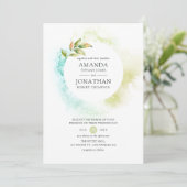 Waterverf Greenery Wedding Kaart (Staand voorkant)