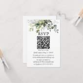 Waterverf Greenery Wedding QR RSVP Kaart (Voorkant / Achterkant in situ)