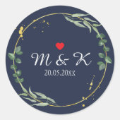 Waterverf Greenery Wedding Ronde Sticker (Voorkant)