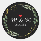Waterverf Greenery Wedding Ronde Sticker (Voorkant)