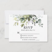 Waterverf Greenery Wedding Sage Green RSVP Card (Voorkant)