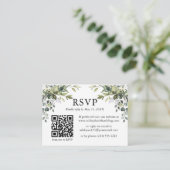 Waterverf Greenery Wedding Sage Green RSVP QR Informatiekaartje (Staand voorkant)