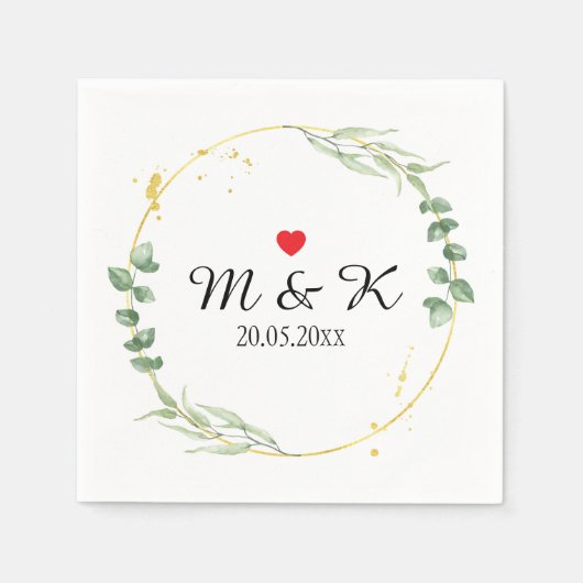 Waterverf Greenery Wedding Servet (Voorkant)