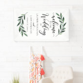 Waterverf Greenery Wedding Welkom Banner (Insitu)