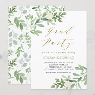 Waterverf Greeney en White Flowers Afstuderen Kaart