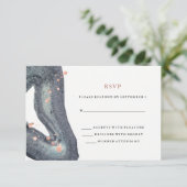 Waterverf Grey Geode Wedding RSVP (Staand voorkant)