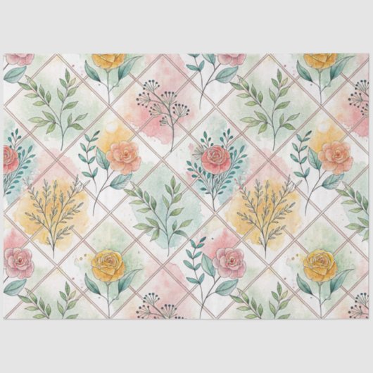 Waterverf Grid Pattern Decoupage Tissue Paper Tissuepapier (Voorkant)