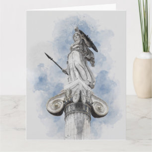 Waterverf Grieks beeld Athena Kaart