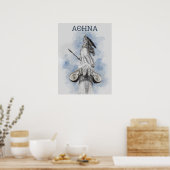 Waterverf Grieks beeld Athena Poster (Keuken)