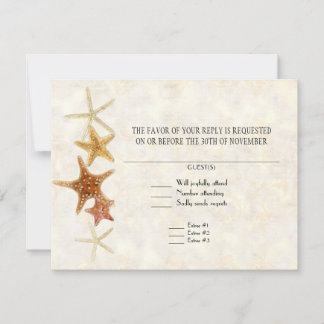 Waterverf Grieks SleutelpatroonStarfish Beach Wedd RSVP Kaartje