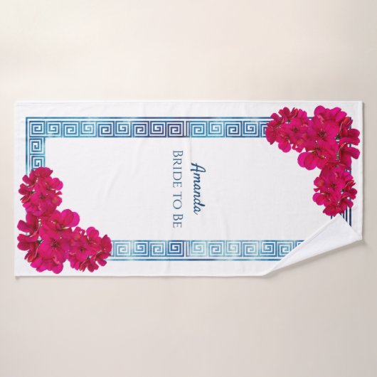 Waterverf griekse elegantie + roze bruid om te zij badhanddoek (Badhanddoek)