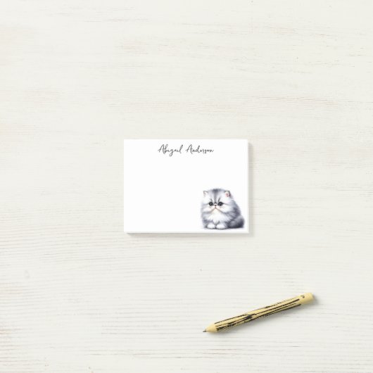 Waterverf Grijs Perzisch Kitten Schattige Cat Post-it® Notes (Op bureau)