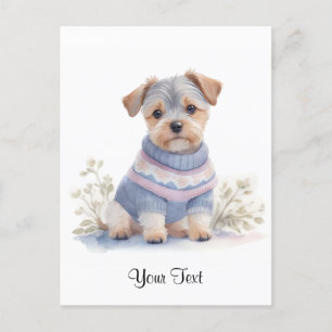 Waterverf Grijs Schnauzer Puppy Dog Gepersonalisee Briefkaart