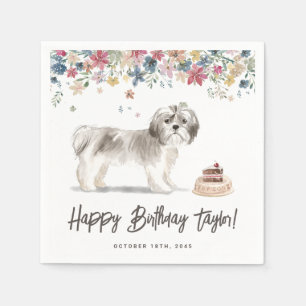 Waterverf Grijs Shih Tzu Verjaardag Servet