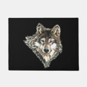 Waterverf Grijze Wolf Logo - Aangepaste naam wolve Deurmat (Voorkant)