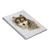 Waterverf Grijze Wolf Natuur in het wild Notitieboek (Rechterzijde)