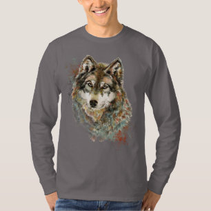 Waterverf Grijze Wolf Natuur in het wild T-shirt