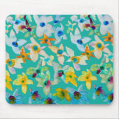 Waterverf grillige blauwe bloemen muismat (Voorkant)