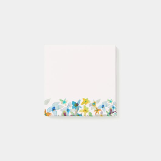 Waterverf grillige blauwe bloemen post-it® notes (Voorkant)