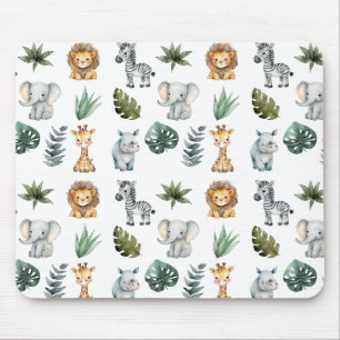 Waterverf grillige Schattige Baby Safari Dieren Muismat