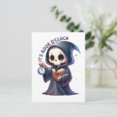 Waterverf Grim Reaper boek liefhebber Briefkaart (Staand voorkant)