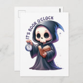 Waterverf Grim Reaper boek liefhebber Briefkaart (Voorkant / Achterkant)