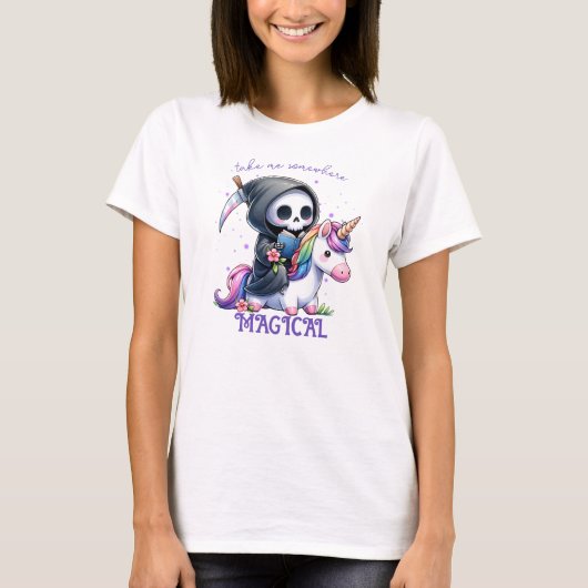 Waterverf Grim Reaper boek liefhebber T-shirt (Voorkant)