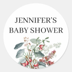 Waterverf groen baby shower ronde sticker