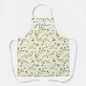 Waterverf groen blad boho geel schort (Voorkant)