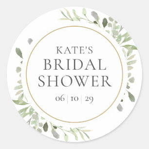 Waterverf groen blad Bruidsdouche Ronde Sticker