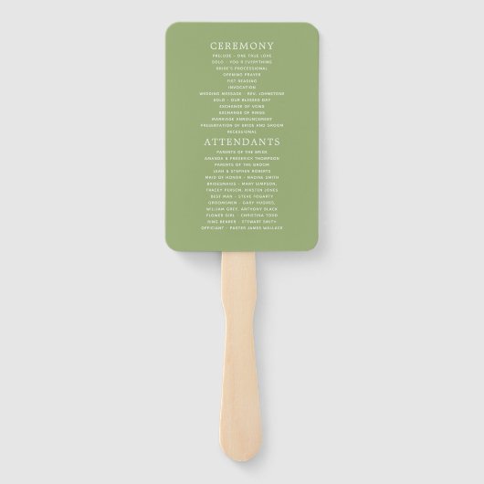 Waterverf groen blad bruiloft programma handwaaier (Achterkant)